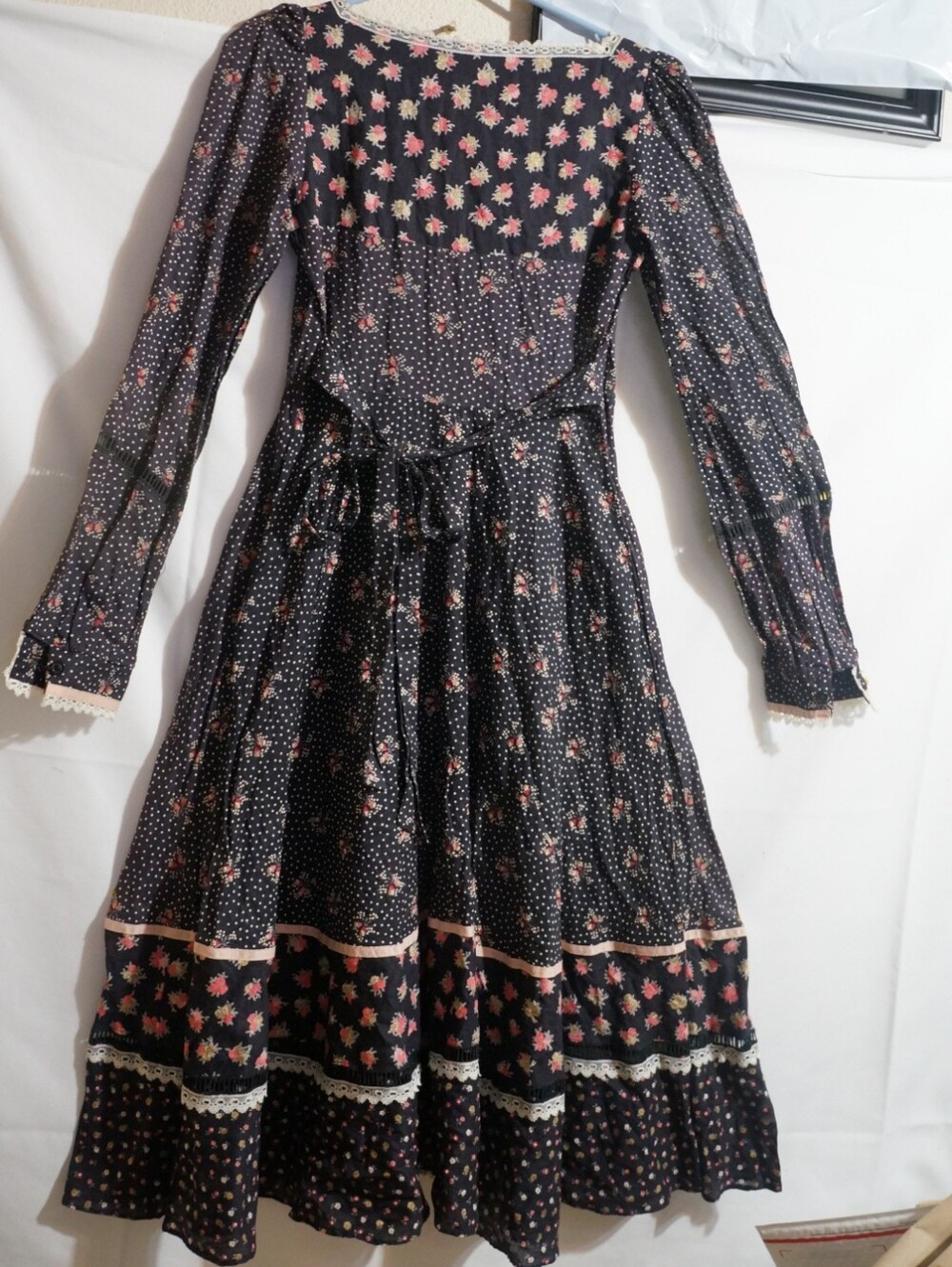 Gunne SAX floral Maxi Dress Prairie Roses Vtg Rare Find Size XS - Picture 7 of 15
